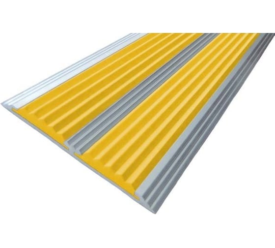Изображение товара Двойная полоса ООО Элитпроф ЕСО противоскользящая, алюминиевая, 70x6 мм, с желтой резиновой вставкой 1,35 м АНСП 70 ЖВ 135 ECO
