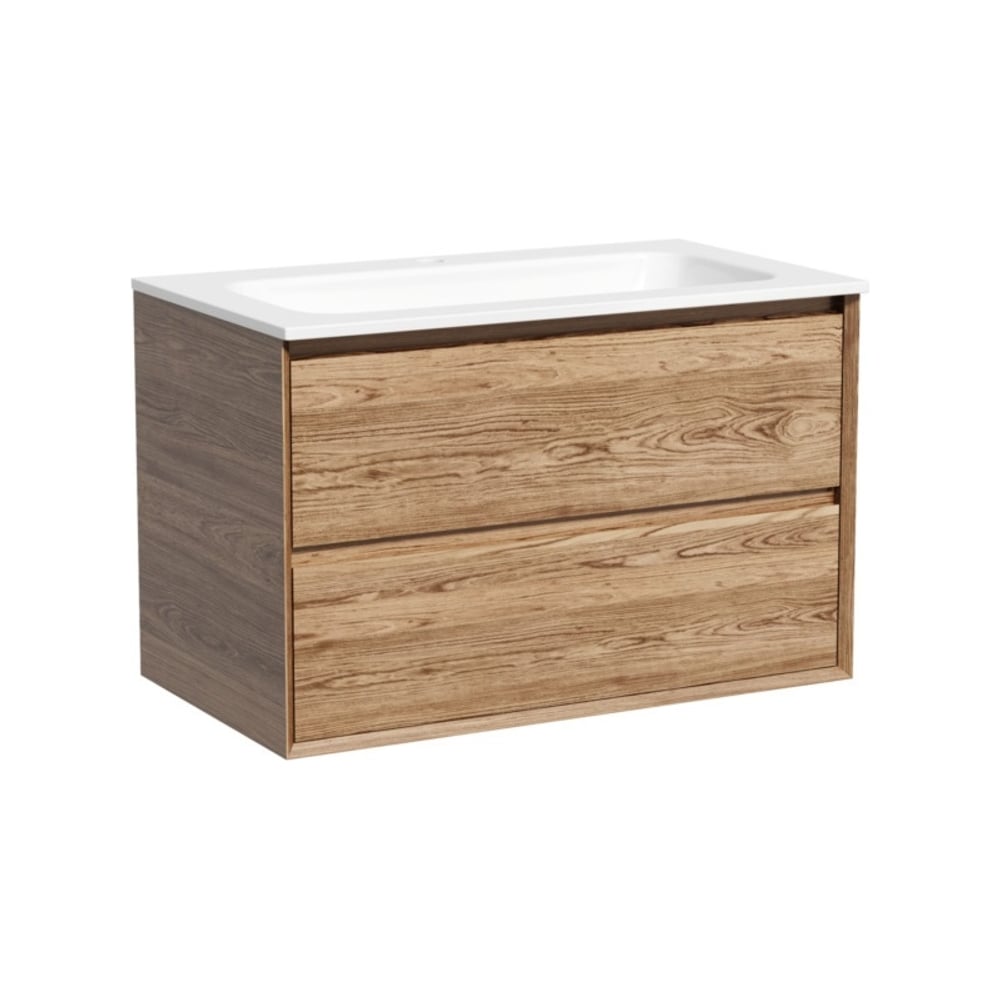 Изображение товара Подвесная тумба для ванной с двумя ящиками и доводчиками Sancos Marmi 2.0 дуб чарльстон