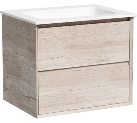 Изображение товара Тумба подвесная Sancos Marmi 2.0 590x445x520 мм, c двумя ящиками, оснащенными доводчиками скрытого монтажа, цвет дуб галифакс натуральный MR2.060EG