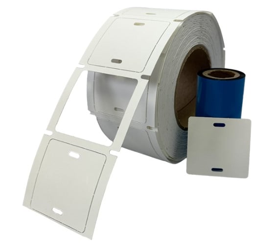 Изображение товара Комплект бирки кабельные У-134 квадрат 55x55 мм, 2_500шт.+риббон на втулке 25,4 мм. Маркерпром TAG-T-Y134-Standart, mpr01019