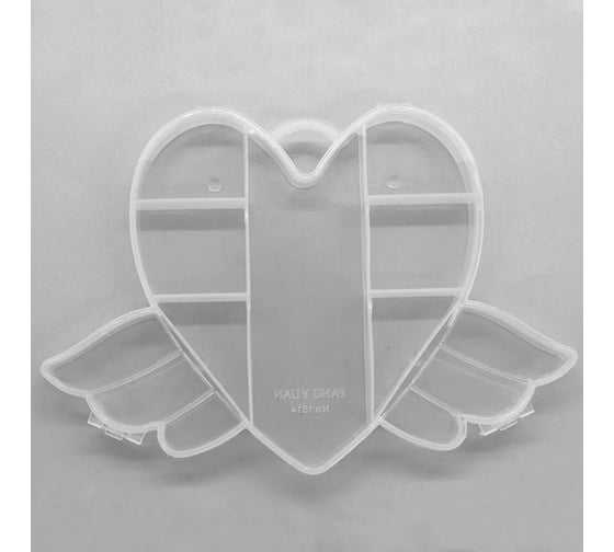 Изображение товара Контейнер-органайзер для мелочей Hobby&pro Сердце с крыльями, 13 отделений, 130x175x20 мм 7734682