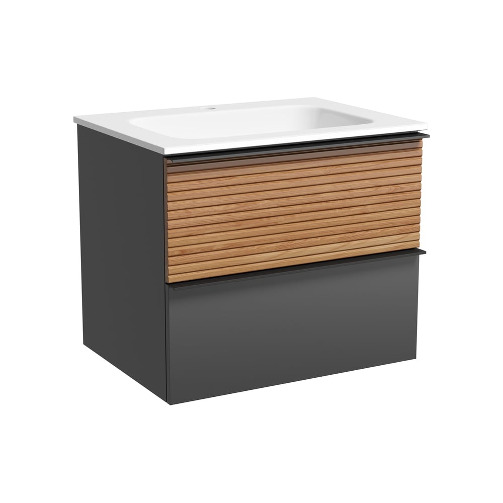 Изображение товара Подвесная тумба Sancos Delta 590x445 с двумя ящиками дуб красный графит