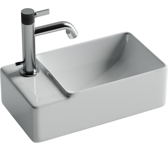 Изображение товара Умывальник подвесной прямоугольный Ceramicanova Element чаша справа, отверстие под смеситель слева, 395х220х125мм CN5046