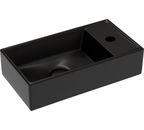 Изображение товара Умывальник подвесной прямоугольный Ceramicanova Element чаша слева, отверстие под смеситель справа, черный матовый, 407х217х100 мм CN6051LMB