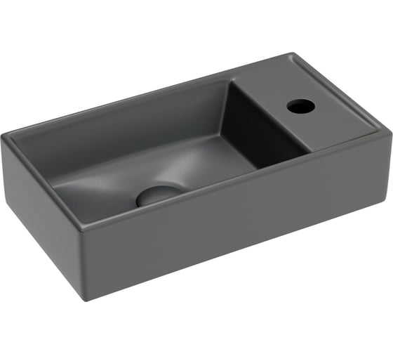 Изображение товара Умывальник подвесной прямоугольный Ceramicanova Element чаша слева, отверстие под смеситель справа, темный антрацит матовый, 407х217х100 мм CN6051LMDH
