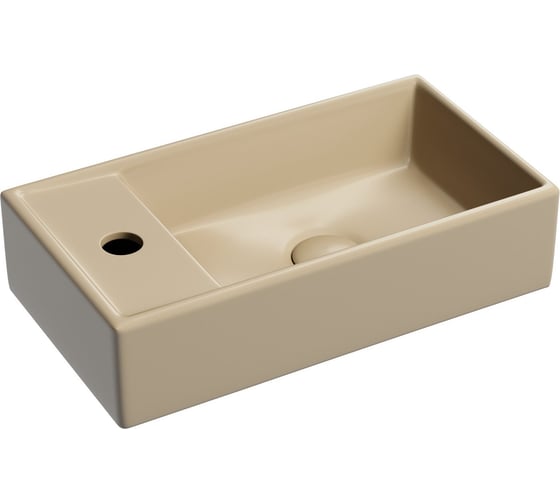 Изображение товара Умывальник подвесной прямоугольный Ceramicanova Element чаша справа, отверстие под смеситель слева, капучино матовый, 407х217х100 мм CN6051RMC