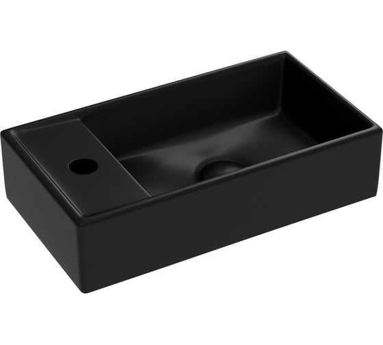 Изображение товара Умывальник подвесной прямоугольный Ceramicanova Element чаша справа, отверстие под смеситель слева, черный матовый, 407х217х100 мм CN6051RMB