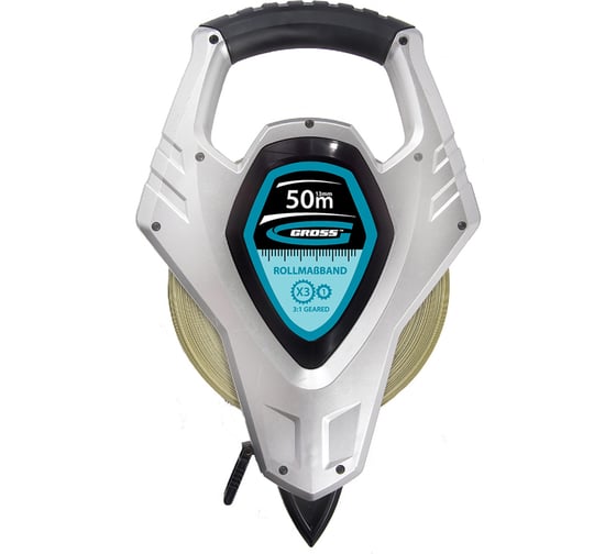Изображение товара Геодезическая рулетка GROSS 50 м х 13 мм, открытый корпус, металлическая лента, двусторонняя шкала 31480