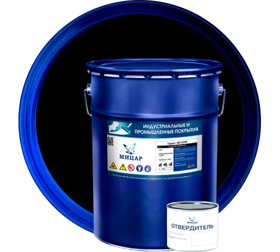 Изображение товара Антикоррозийный грунт по металлу Мицар ЭП-0199 20 кг 0,4 кг, чёрный УТ000010778