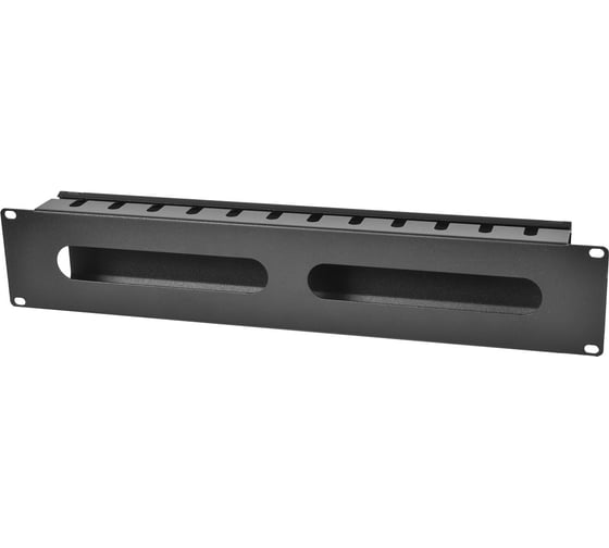 Изображение товара Органайзер горизонтальный кабельный ЦМО 19, 2U с крышкой, цвет черный ГКЗ-2U-9005