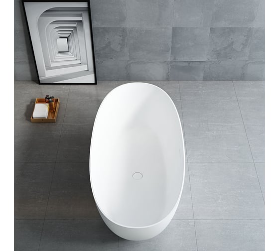 Изображение товара Ванна из искусственного камня VINCEA 1700x750x550, белый мат., слив-перелив в комплекте VBT-6S01MW