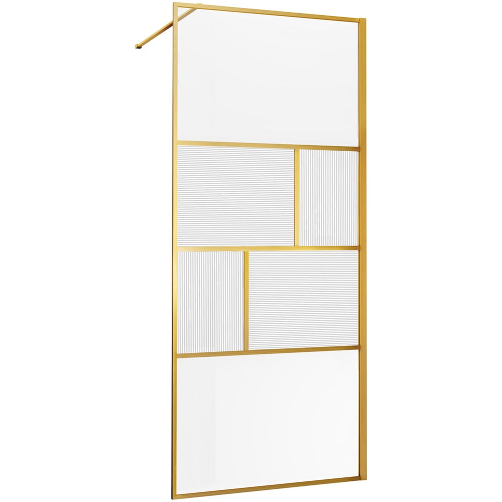 Изображение товара Душевая перегородка VINCEA Walk-In 800x2000 брашированное золото стекло прозрачное рифленое