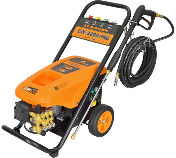 Изображение товара Мойка в/давл. CARVER  CW-3000 PRO 3.0 кВт, 130 бар, 11-14л/мин, латунь, самовсас, фрезы 4шт, колеса 01.023.00011