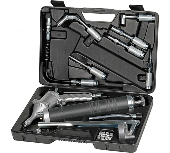 Изображение товара Шприц плунжерный пневматический с поворотом рукоятки NORDBERG 400мл, с насадками в кейсе NO3404