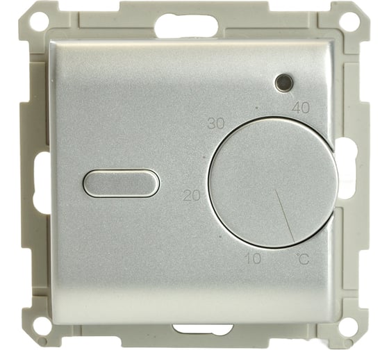Изображение товара Терморегулятор механический для теплого пола (механизм) STEKKER, GLS00-7117-03, 250В, 3500Вт, серия Катрин, серебро, 49742