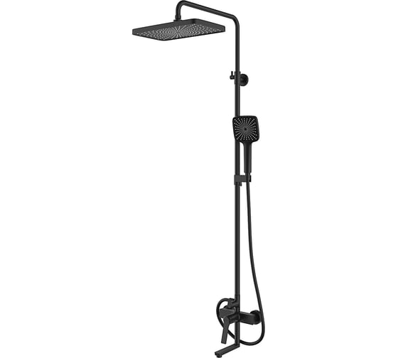 Изображение товара Душевая система с тропическим душем и изливом IDDIS Parker матовый черный PARBL3Fi06