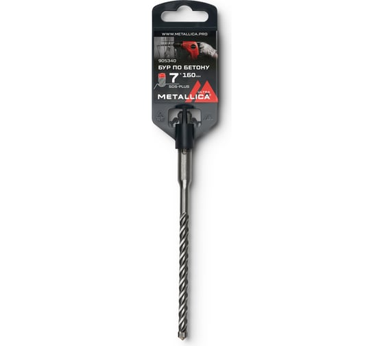 Изображение товара Бур по бетону SDS-plus 7x160/100 мм, Х-напайка, 4 спирали METALLICA Ultra 905340