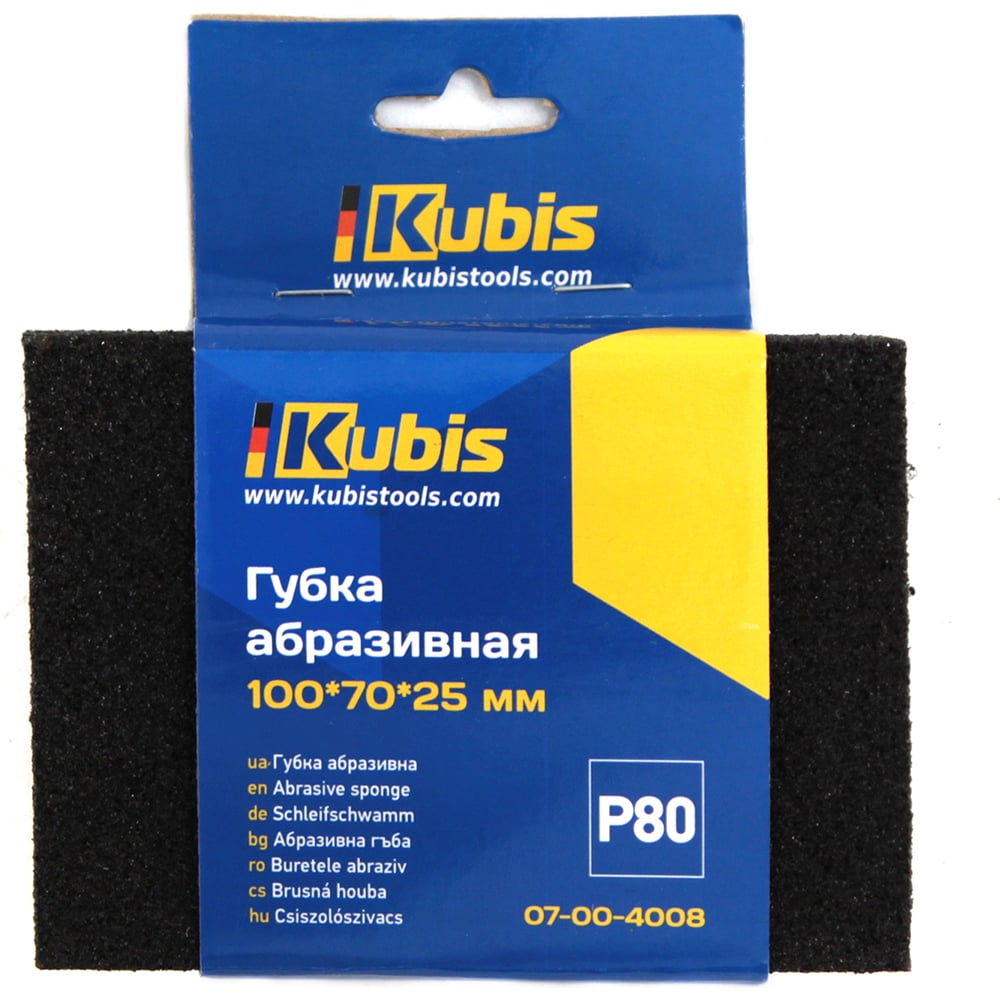 Изображение товара Губка абразивная Р80 100x70x25 мм KUBIS 07-00-4008