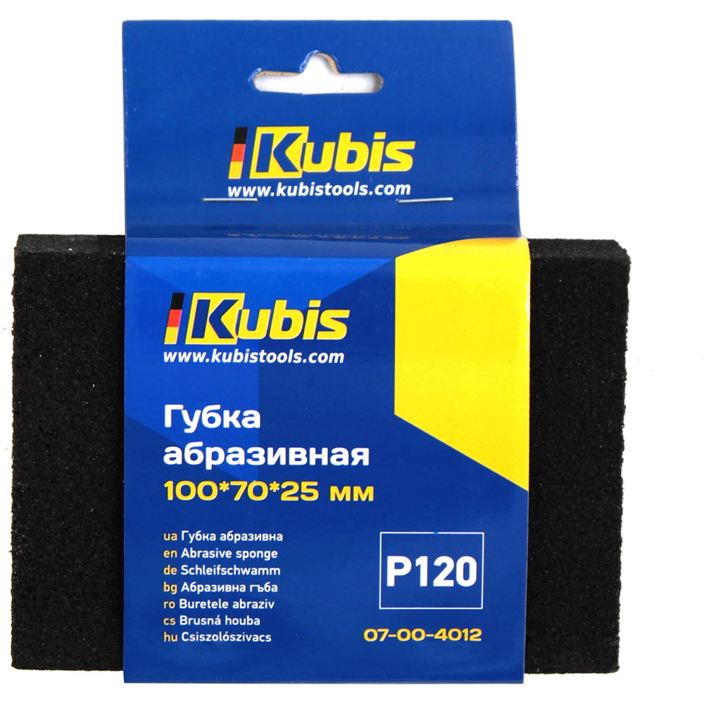 Изображение товара Губка абразивная Р120, 100х70х25 мм KUBIS 07-00-4012