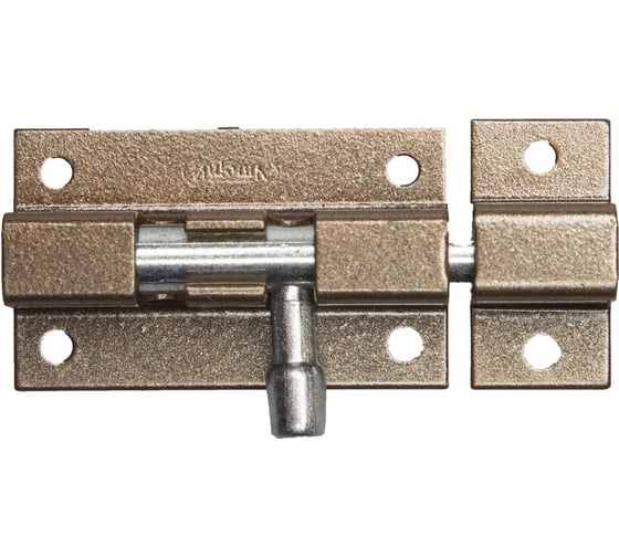 Изображение товара Накладная задвижка для окон и мебели Без бренда ШП-50 КМЦ, цвет коричневый металлик/цинк, 50мм 37753-50