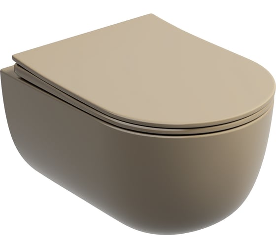 Изображение товара Подвесной унитаз Ceramicanova Modena Rimless, цвет капучино матовый, глубокий смыв, с крепежом для полностью скрытого монтажа, ультратонким сидением и крышкой CN6063MC