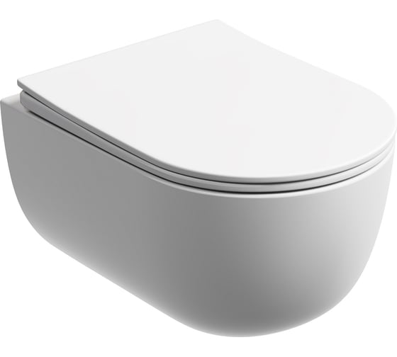 Изображение товара Подвесной унитаз Ceramicanova Modena Rimless, цвет белый матовый, глубокий смыв, с крепежом для полностью скрытого монтажа, ультратонким сидением и крышкой CN6063MW