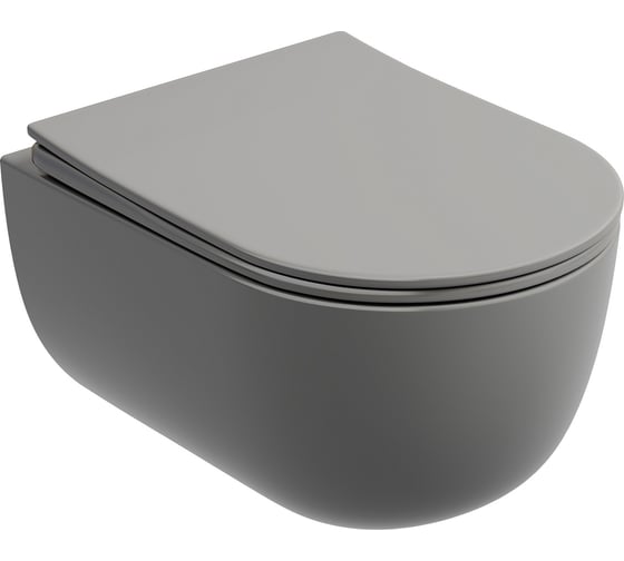 Изображение товара Подвесной унитаз Ceramicanova Modena Rimless, цвет антрацит матовый, глубокий смыв, с крепежом для полностью скрытого монтажа, ультратонким сидением и крышкой CN6063MH