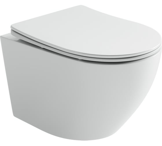 Изображение товара Подвесной унитаз Ceramicanova Uno Rimless, глубокий смыв, с крепежом для полностью скрытого монтажа, ультратонким сидением из дюропласта и крышкой с функцией плавного закрытия CN11001