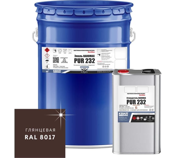 Изображение товара Эмаль полиуретановая HardMax pur 232.70 ral 8017 шоколадно-коричневый, комплект 20.4 кг 4690417101993