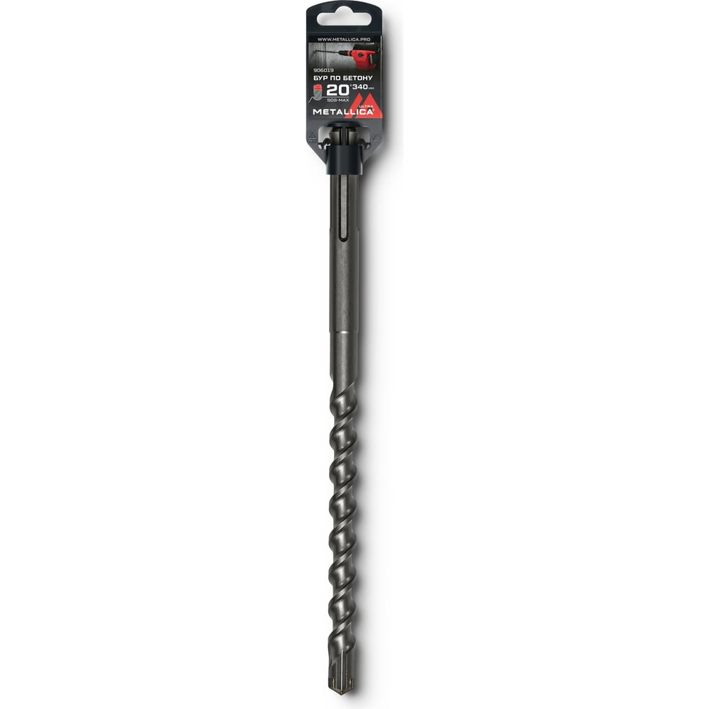 Изображение товара Бур по бетону SDS-max 20x340/200 мм, Х-напайка, 2 спирали METALLICA Ultra 906019 Изображение товара Бур по бетону SDS-max 20x340/200 мм, Х-напайка, 2 спирали METALLICA Ultra 906019