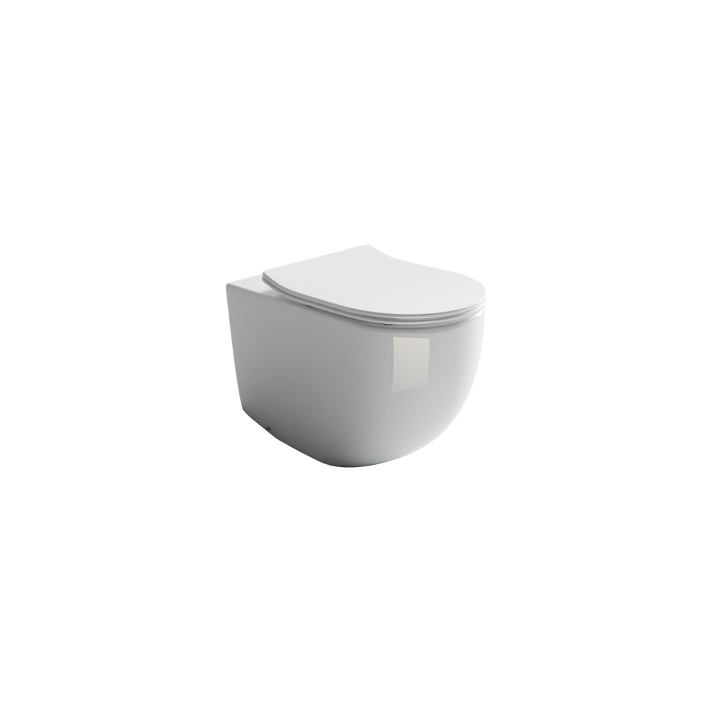 Напольный пристенный унитаз-соло Ceramicanova Metropol Rimless, глубокий смыв, горизонтальный (универсальный) выпуск, с крепежом, ультра тонким с сидением и крышкой CN4004MB