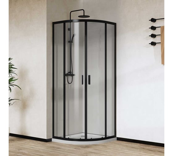 Изображение товара Душевой уголок VINCEA City, 900x900, черный матовый, стекло прозрачное VSQ-5CT900CLB