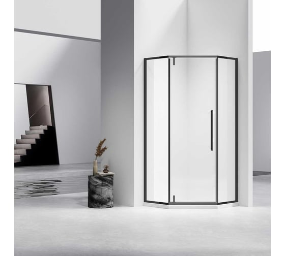 Изображение товара Душевой уголок VINCEA Slim-N, 900x900, черный, стекло прозрачное VSP-4SN900CLB