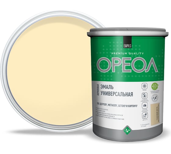 Изображение товара Эмаль акриловая ОРЕОЛ универсальная глянцевая слоновая кость 1 кг 85898