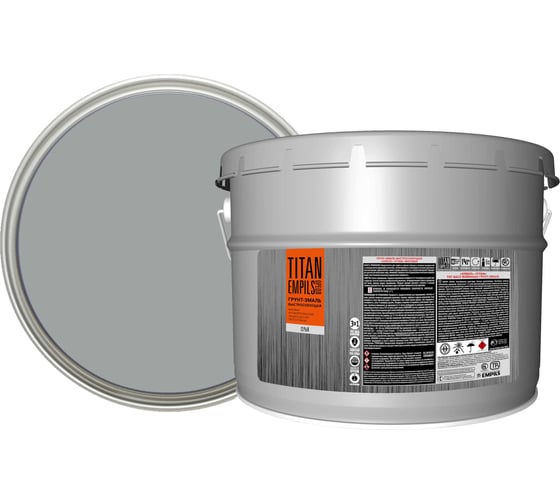 Изображение товара Грунт-эмаль быстросохнущая ОРЕОЛ TITAN матовая, серая, 8 л, 10 кг 83774