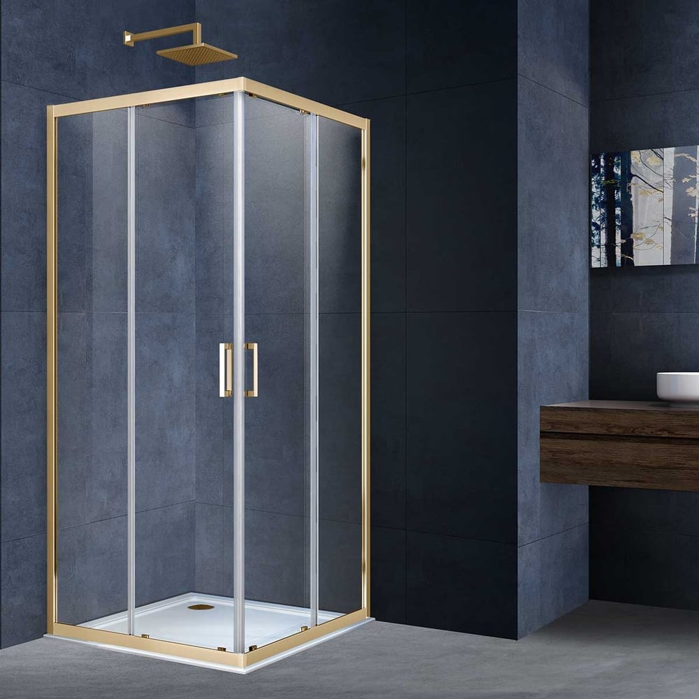 Изображение товара Душевой уголок VINCEA Alpha 900x900 брашированное золото стекло прозрачное