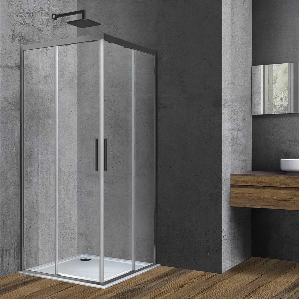 Изображение товара Душевой уголок VINCEA Soft 900x900 вороненая сталь стекло прозрачное раздвижной