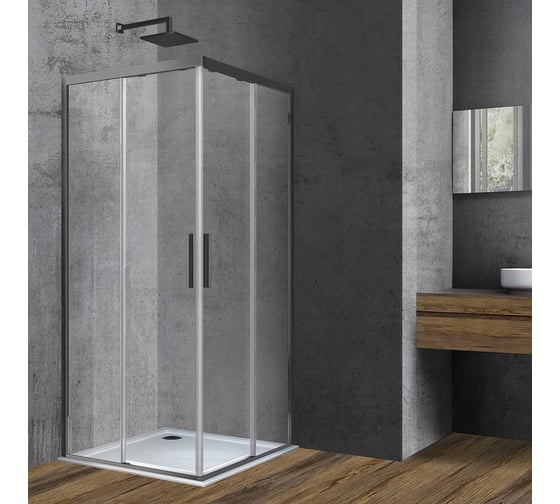 Изображение товара Душевой уголок VINCEA Soft, 900x900, вороненая сталь, стекло прозрачное VSS-3SO900CLGM