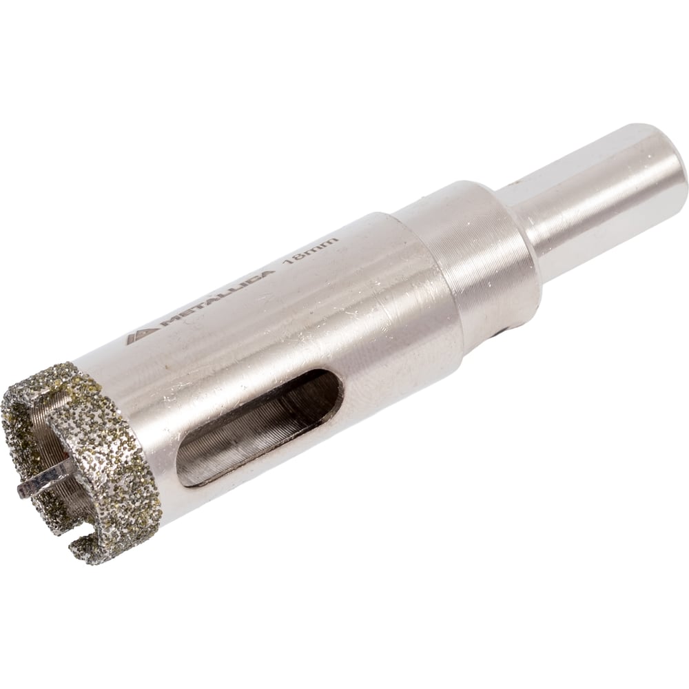 Изображение товара Коронка алмазная 18x70 мм для керамогранита и кирпича METALLICA #46 со сверлом