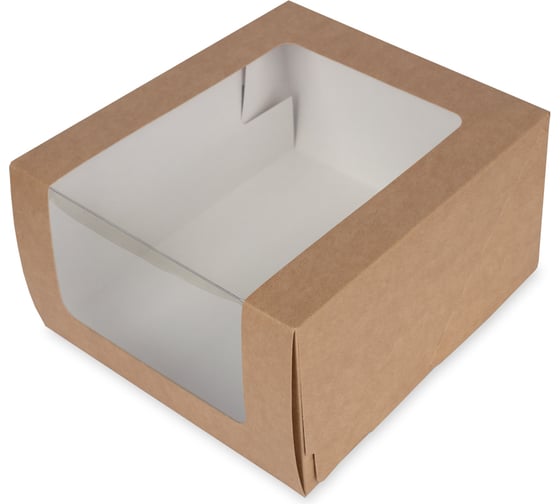 Изображение товара Кондитерская коробка для торта S-CHIEF с окном 18x18x10 см №2 крафт BFC-008 725755