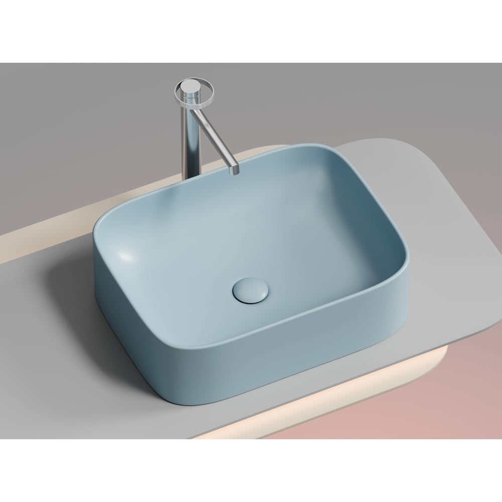 Изображение товара Накладной умывальник Ceramicanova Element прямоугольный голубой матовый 505x380 мм CN6052ML