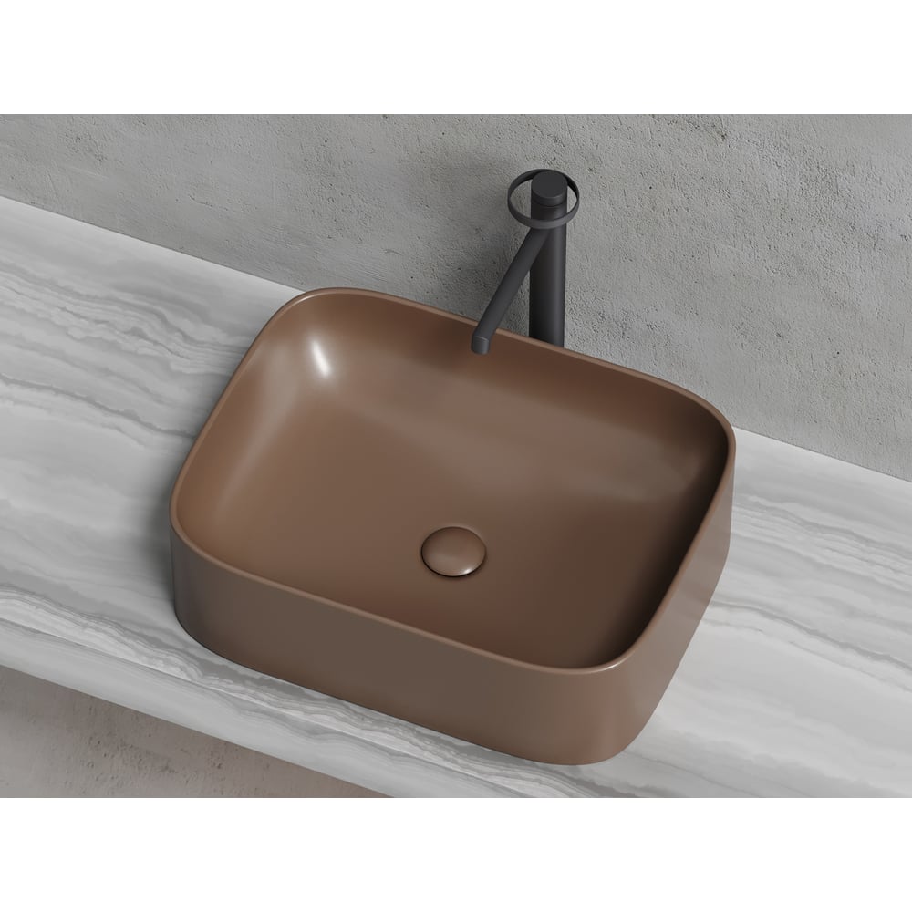 Изображение товара Накладная чаша умывальник Ceramicanova Element прямоугольная (цвет темно-коричневый матовый) 505_380_150мм CN6052MDB