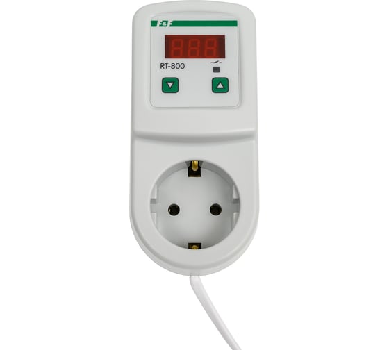 Изображение товара Регулятор температуры Евроавтоматика F&F RT-800 от -30 до +140С, цифровая индикация, выносной датчик RT в комплекте, тип корпуса вилка-розетка EA07.001.017