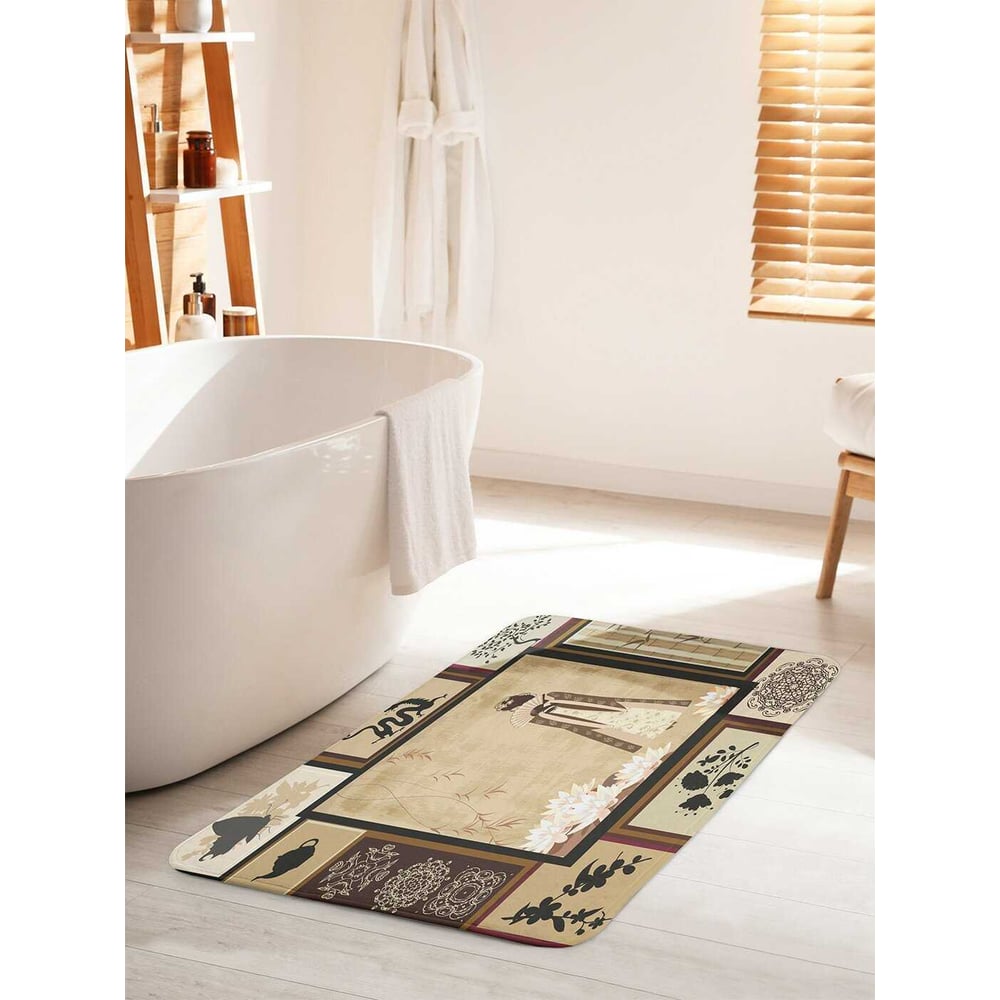 Изображение товара Коврик для ванной комнаты и туалета JoyArty 'Япония Гейша среди цветов' 60x100 см