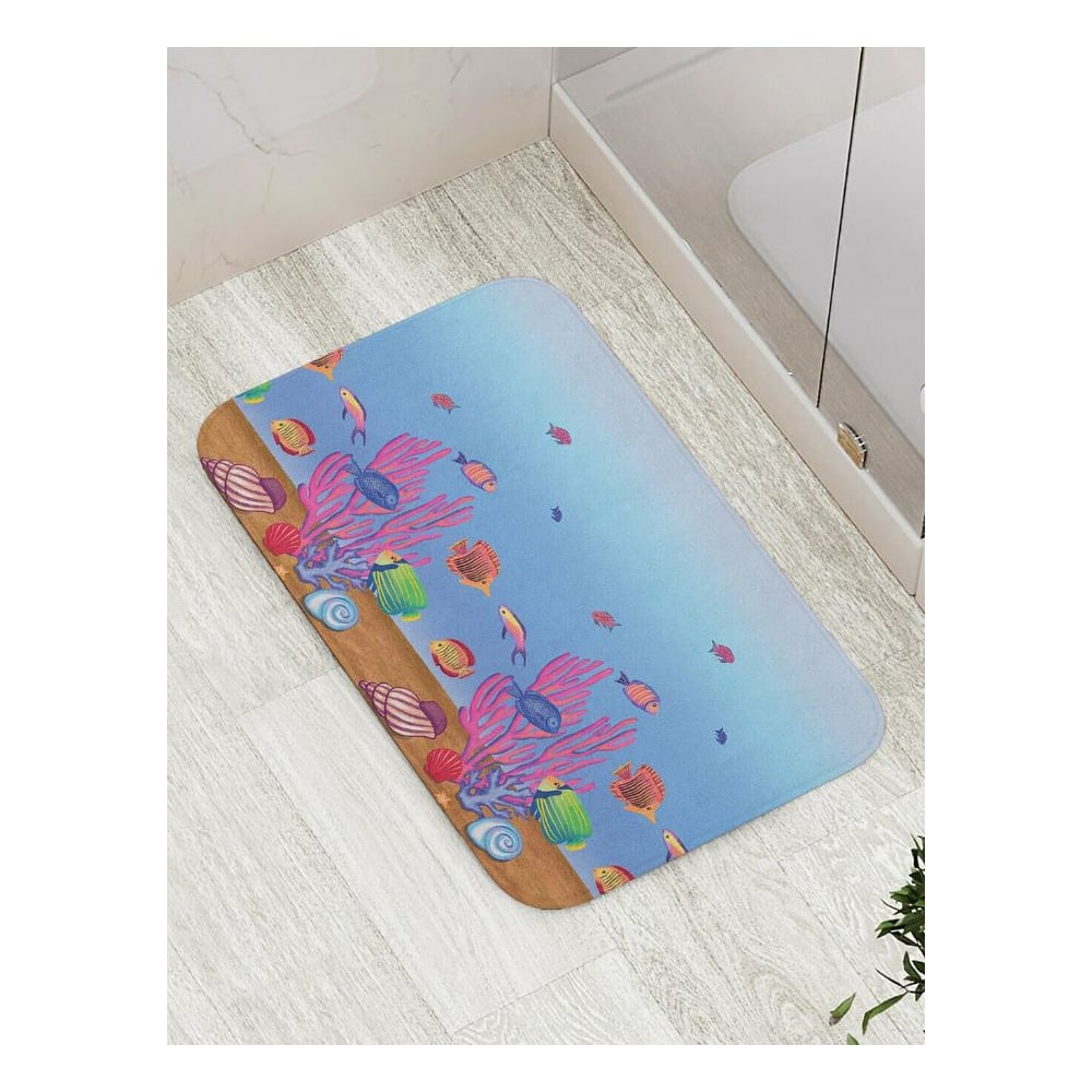 Изображение товара Противоскользящий коврик для ванной и туалета JoyArty Морской мир 52x77 см