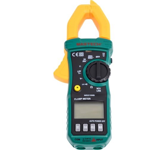 Изображение товара Клещи токоизмерительные цифровые Mastech MS2109B (ACV/DCV),переменный ток2/20/200/600A,(сопротивление,тест диодов,фонарик) 00-00013508