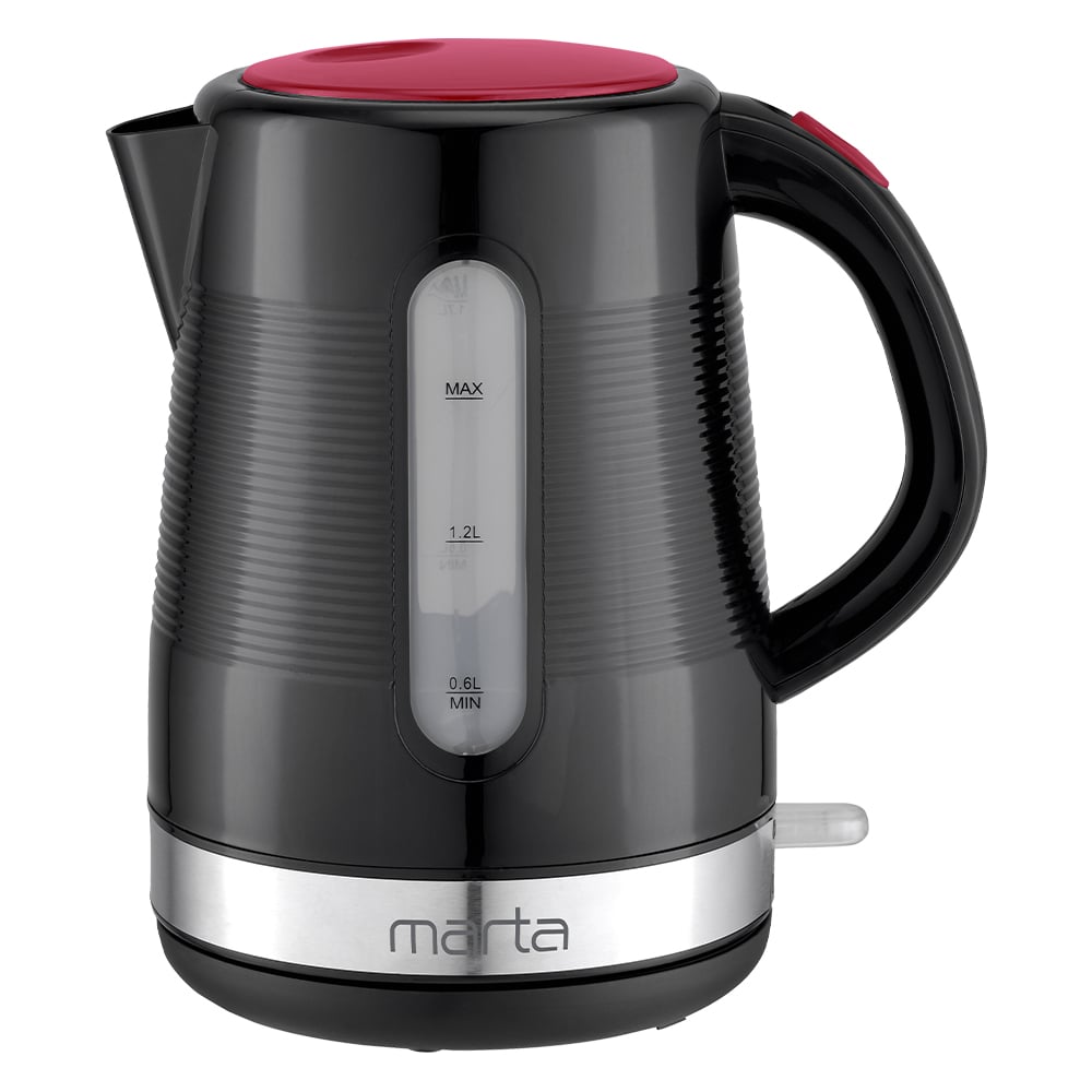 Изображение товара Чайник пластиковый MARTA MT-4634 черный красный 2200 Вт 1.8 л