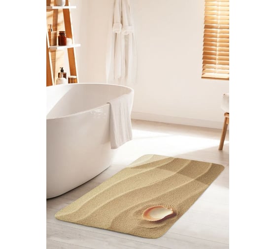 Изображение товара Противоскользящий коврик для ванной и туалета JoyArty "Песчаная ракушка" 60x100 см bath_23239_60x100