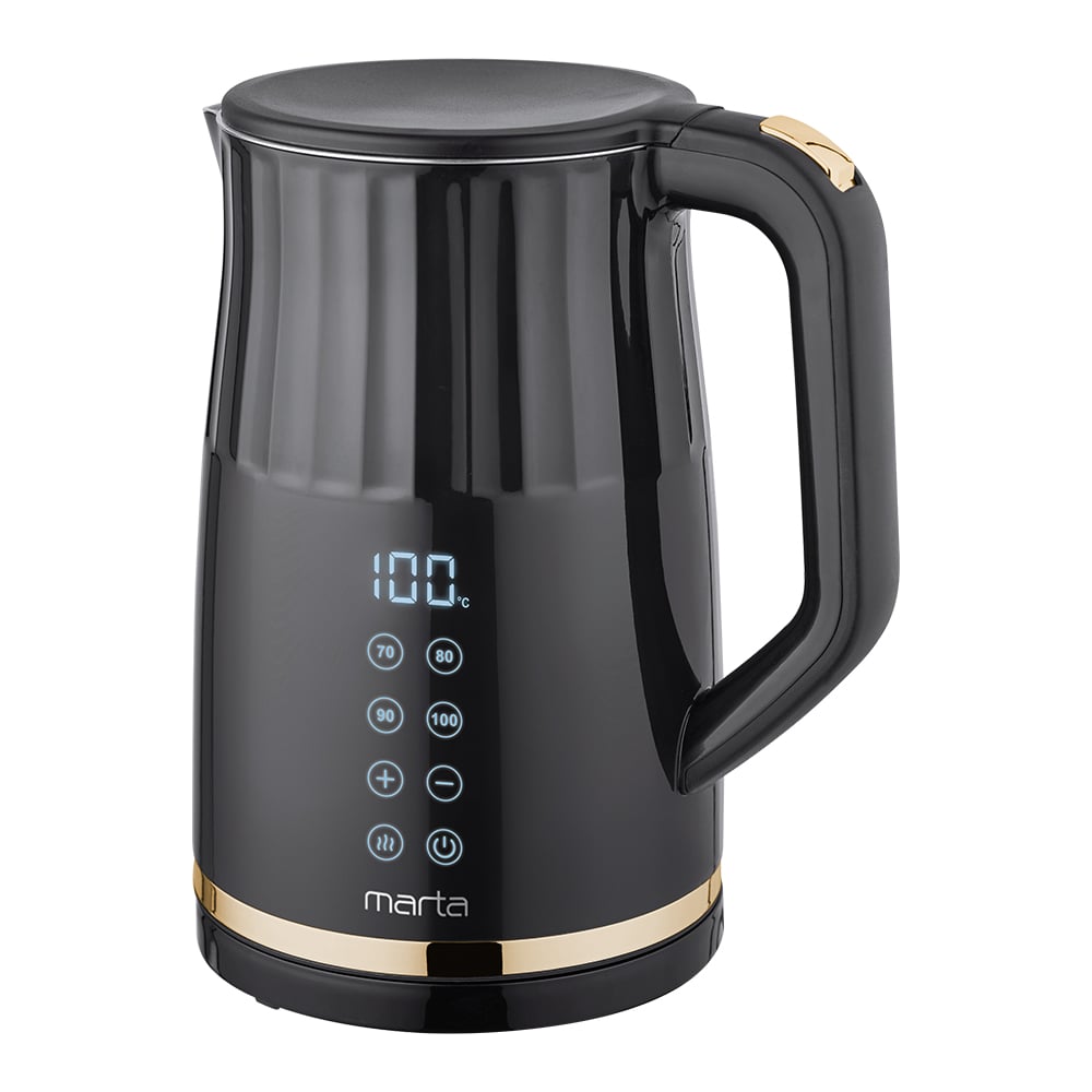 Изображение товара Чайник металлический MARTA MT-KT4648A черный хромированное золото 1.8л