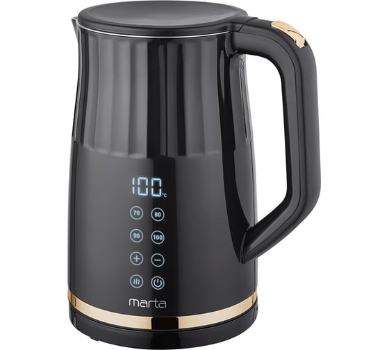 Изображение товара Чайник металлический MARTA MT-KT4648A черный/хромированное золото 42024